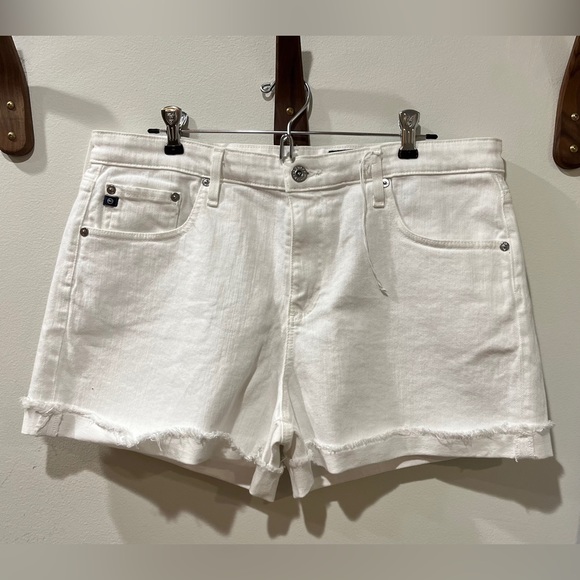 NWT AG Hailey Ex Boyfriend Roll-up Cuffed White Denim Shorts Size 32 - Picture 12 of 15